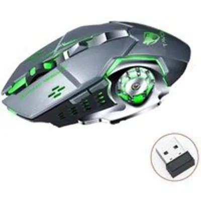 Mouse Gaming Inalámbrico RGB 2.4G Recargable 2400DPI Clic Silencioso Ergonómico