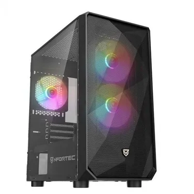 Nfortec Dys ARGB MicroATX Torre Cristal Temp 3 Vent Negra