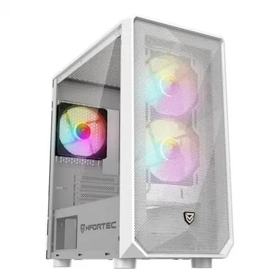 Nfortec Dys MicroATX Blanca Cristal Templado 3xARGB USB3.0