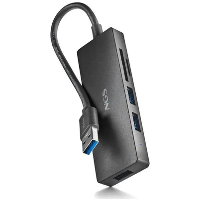 NGS IHUB READER HUB USB-A 3.2 5000Mbit/s 3x USB 3.0 SD MicroSD Negro