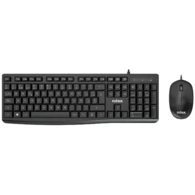 Nilox Combo de Teclado y Ratón Cable Negro QWERTY Español