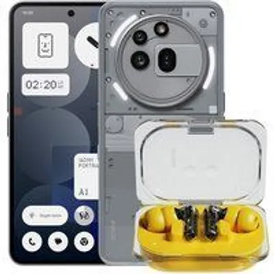 Nothing Pack Phone (3a) Pro Smartphone 12/256GB Gris + Auriculares Bluetooth Ear (a) Amarillos