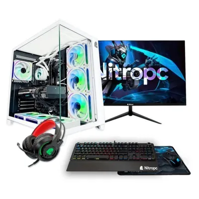 PC Sobremesa Nitropc Pack Gold Plus V2 AMD Ryzen 7 5800X 32GB 2TB M.2 RTX 5060 Monitor 24" Windows 11 Blanco