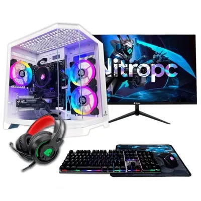 PC Sobremesa Nitropc Pack Silver AMD Ryzen 5 5500 16GB 1TB M.2 RTX 3050 6GB Monitor 24" Windows 11