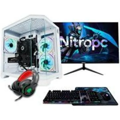 PC Sobremesa NitroPC Pack Silver Plus Ryzen 5 5500 16GB 1TB SSD RX6600 8GB Monitor 24" Periféricos Blanco