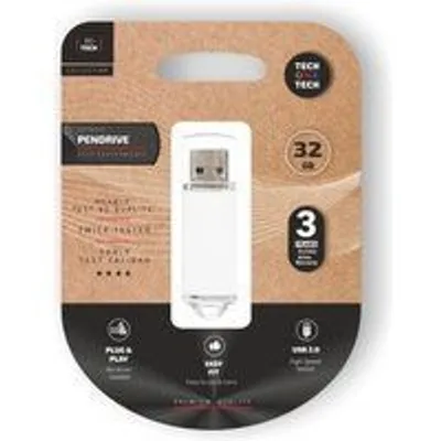 Pendrive TECH ONE TECH Basic 32GB USB 2.0 Blanco Colgable