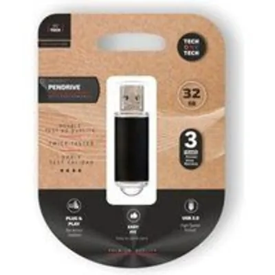 Pendrive Tech One Tech Basic 32GB USB 2.0 Negro velocidad mínima 6MB/s