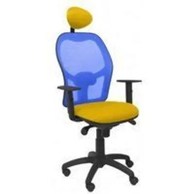 Piqueras y Crespo Jorquera Bali Silla Oficina con Cabecero Fijo Malla Azul/Amarilla