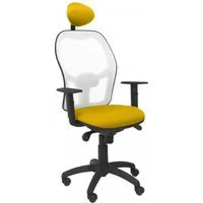 Piqueras y Crespo Jorquera Silla Malla Blanca Asiento Bali Amarillo con Cabecero Fijo