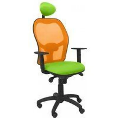 Piqueras y Crespo Jorquera Silla Malla Naranja Asiento Bali con Cabecero Fijo Verde Pistacho