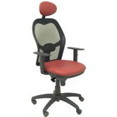 Piqueras y Crespo Jorquera Silla Malla Negra Asiento Similpiel con Cabecero Fijo Granate