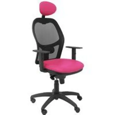 Piqueras y Crespo Jorquera Silla Malla Negra Asiento Similpiel Con Cabecero Fijo Rosa