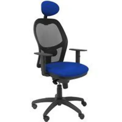 Piqueras y Crespo Jorquera Silla Malla Negra Asiento Similpiel con Cabecero Fijo Azul