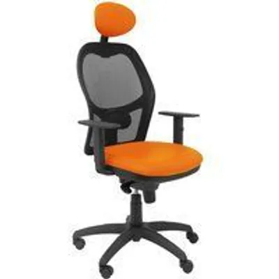 Piqueras y Crespo Jorquera Silla Malla Negra Asiento Similpiel Naranja con Cabecero Fijo