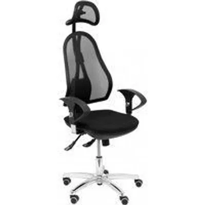 Piqueras y Crespo Socuéllamos Silla Sincro Malla Asiento Tela Brazos Regulables con Cabecero Negra