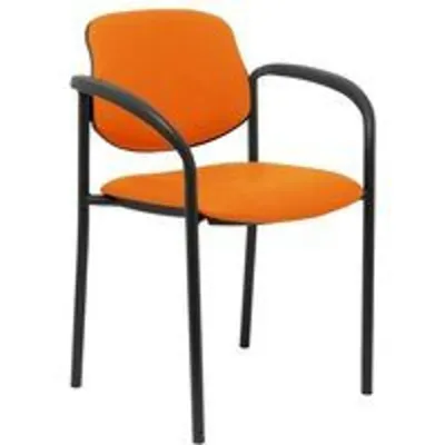 Piqueras y Crespo Villalgordo Silla Fija Similpiel Naranja Chasis con Brazos Negro