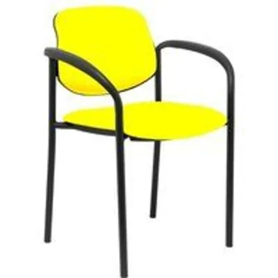 Piqueras y Crespo Villalgordo Silla Fija Similpiel Amarillo Chasis con Brazos Negro