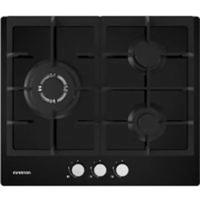 Placa de Gas Infiniton GG-331 Triple Corona 3 Fuegos Vidrio Negro Autoencendido