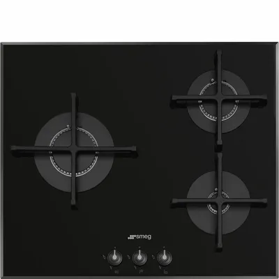 Placa de gas Smeg PV163B3 3 fuegos cristal negro 60 cm encendido automático