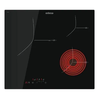 Placa vitrocerámica Edesa EVT-6328 R 3 zonas Touch 59 cm Control Negra