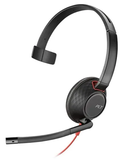 POLY Blackwire 5210 Auriculares USB-C Diadema Negro/Rojo