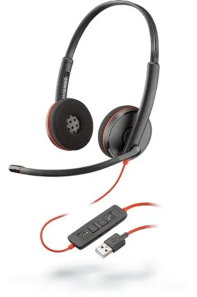 POLY Blackwire C3220 Auriculares Alámbricos USB-A Negro/Rojo