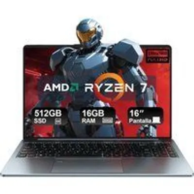 Portátil Vanwin NS316 16,1" Ryzen 7 7735HS 16GB 512GB SSD WiFi 6 Huella Gris