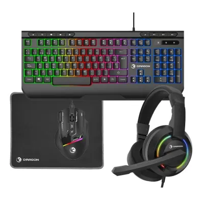 Prixton Dragon 4in1 Pack Teclado Ratón Auriculares Alfombrilla Gaming