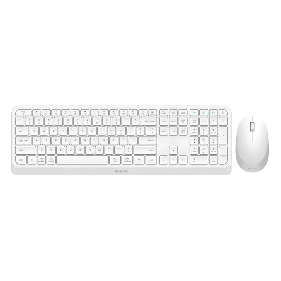Philips SPT6407W Teclado y Ratón Inalámbricos Blanco