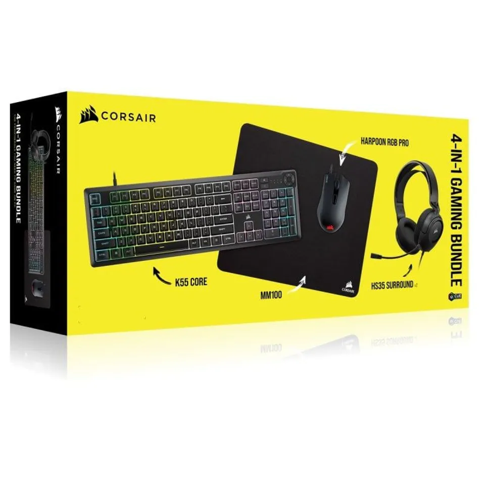 Corsair Gaming Bundle Corsair K55 CORE RGB + Harpoon RGB Pro + MM100 + HS35 v2