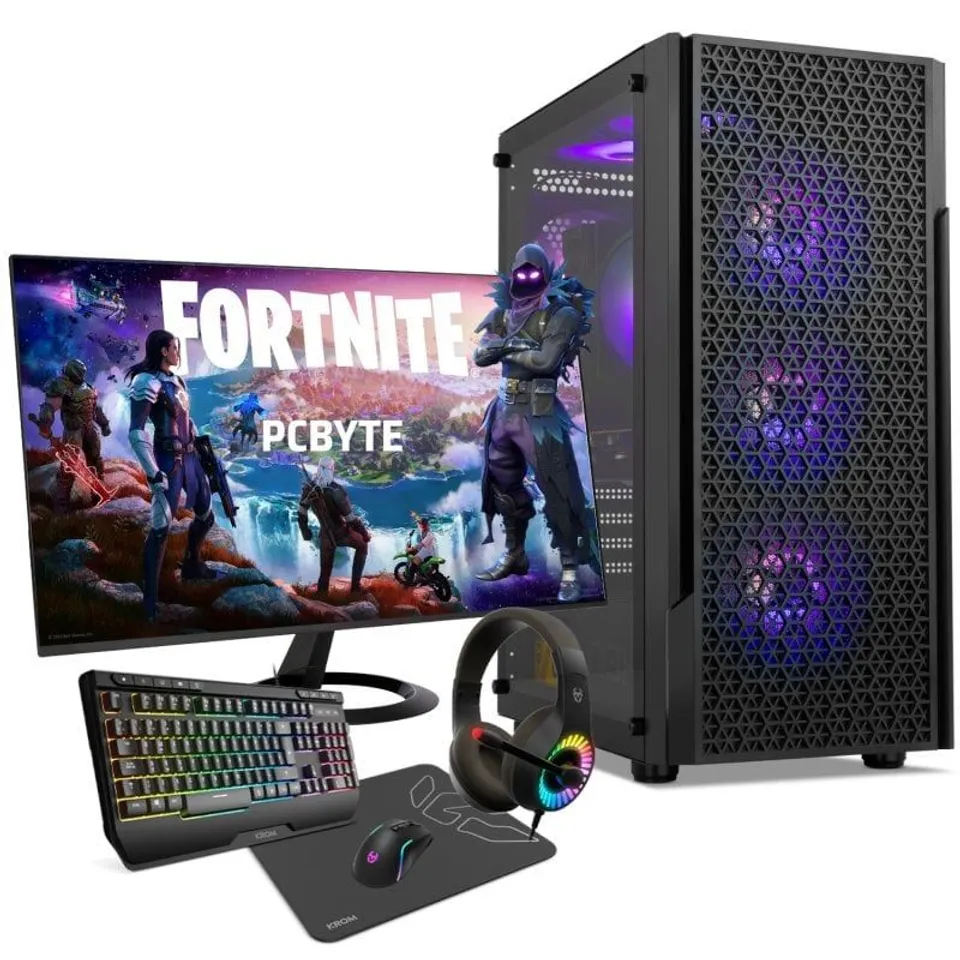 PCBYTE Fractal i5-11400F 32GB/1TB SSD GTX 1650 +24" FHD