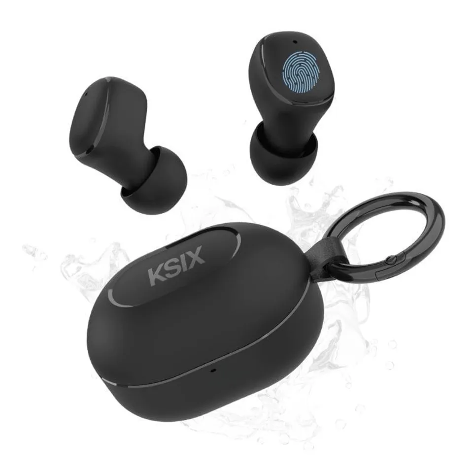 Ksix Neutron Inalámbricos USB-C Mosquetón 20h Negro
