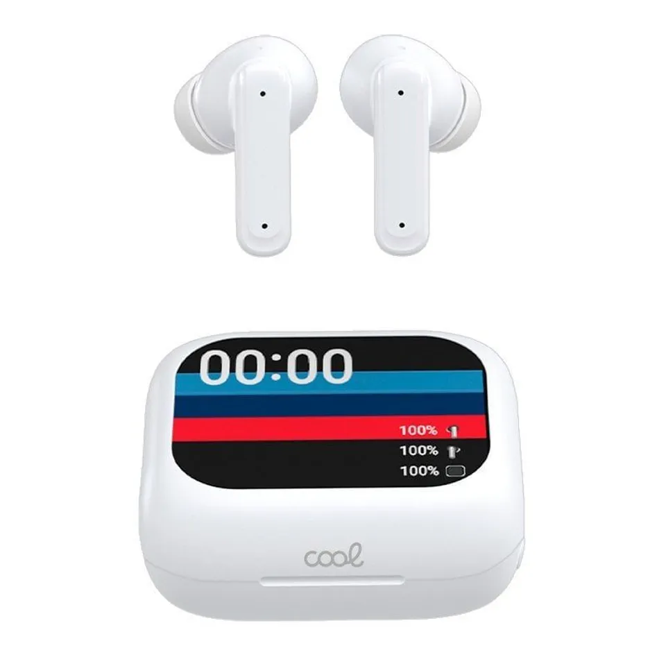 Cool Ambient Auriculares Inalámbricos BT ANC LCD Blancos