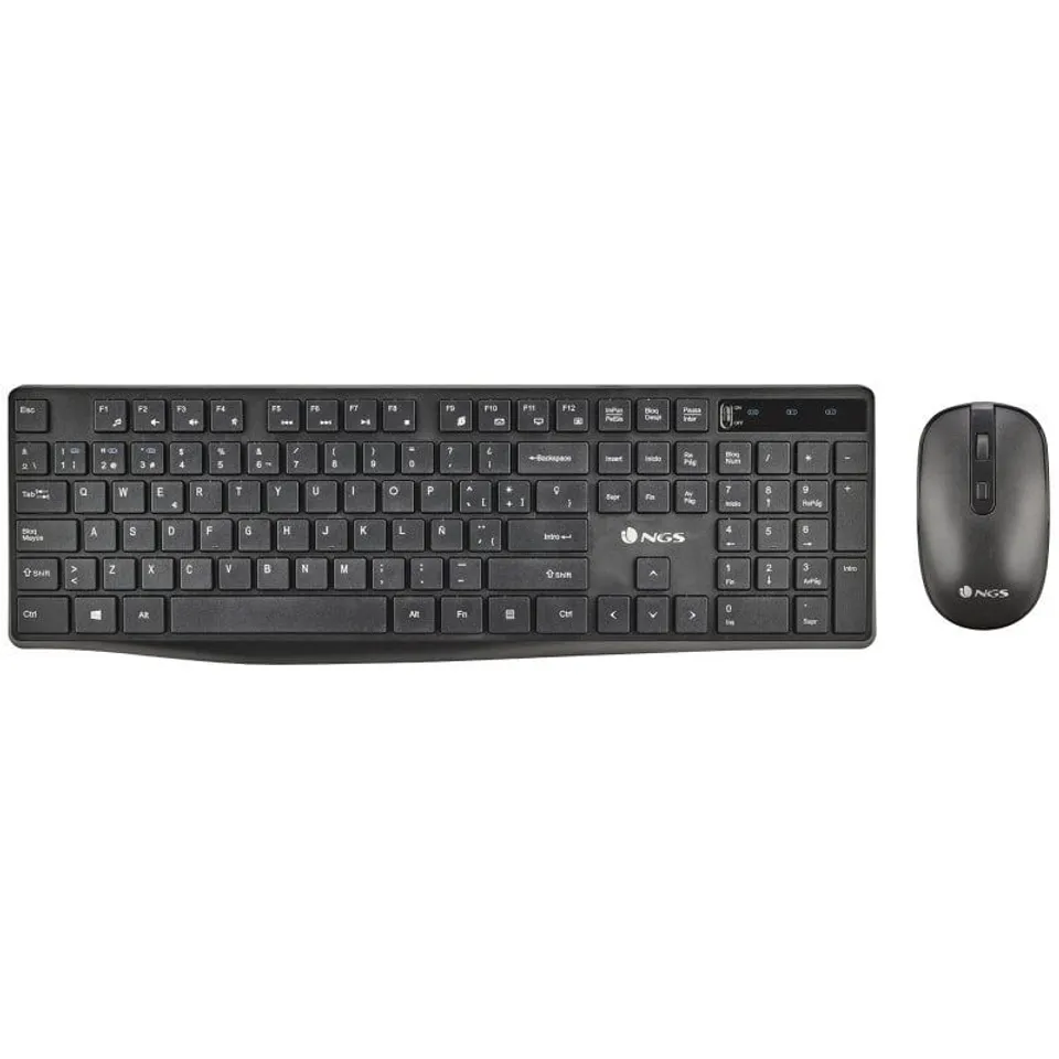 NGS Hype Kit Teclado QWERTY ES + Ratón Inalámbrico Negro
