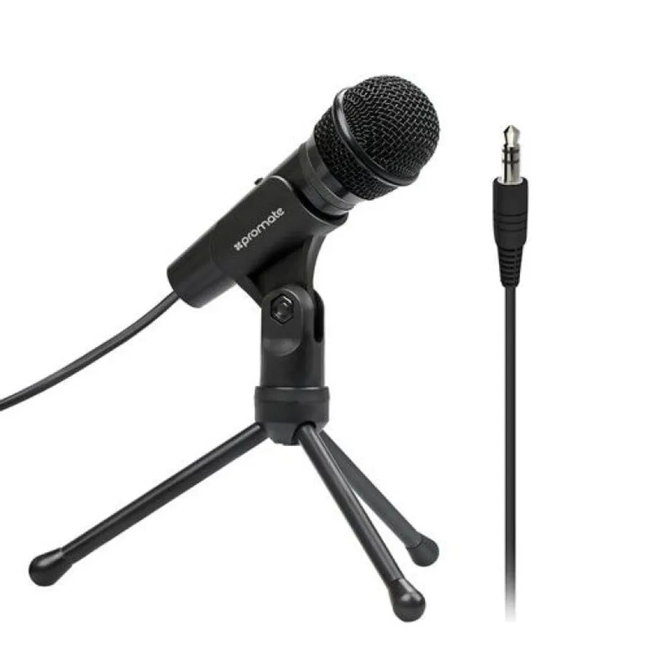 Promate Tweeter-9 Micrófono de Condensador Estéreo Conector Aux 3.5mm para PC