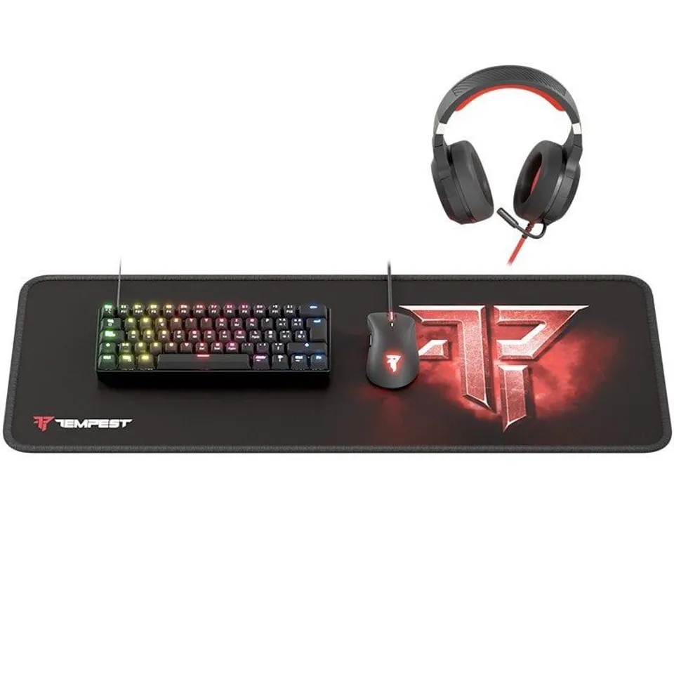 Tempest Oblivion Pro Pack Teclado Mecánico RGB Ratón Auriculares Alfombrilla