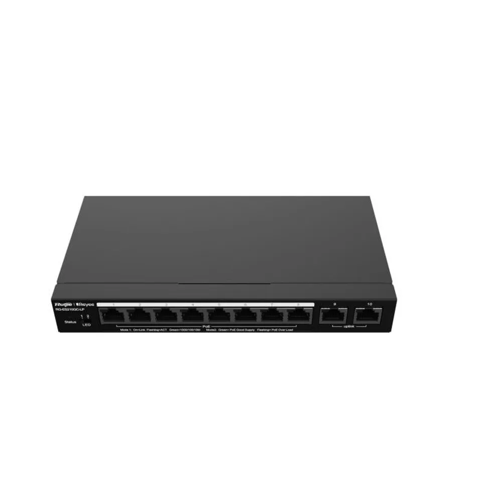 Ruijie Networks RG-ES210GC-LP Conmutador 10 Puertos Gigabit PoE+ Apilable Gestionado