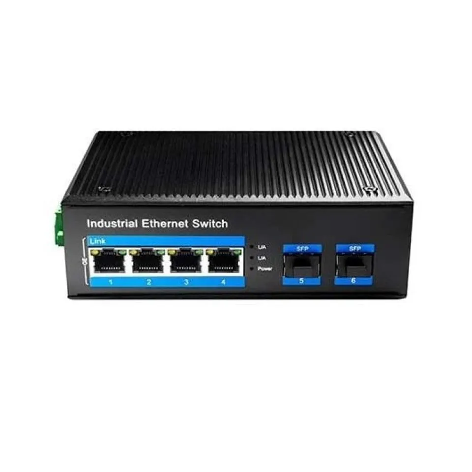 CUDY IG1004S2P Switch Industrial 1000Mbps 4 PoE RJ45 2 SFP Full-Duplex -40~80°C
