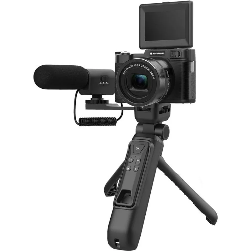 Agfa Photo VLG-4K Kit Vlog Trípode, Micrófono & MicroSD32GB