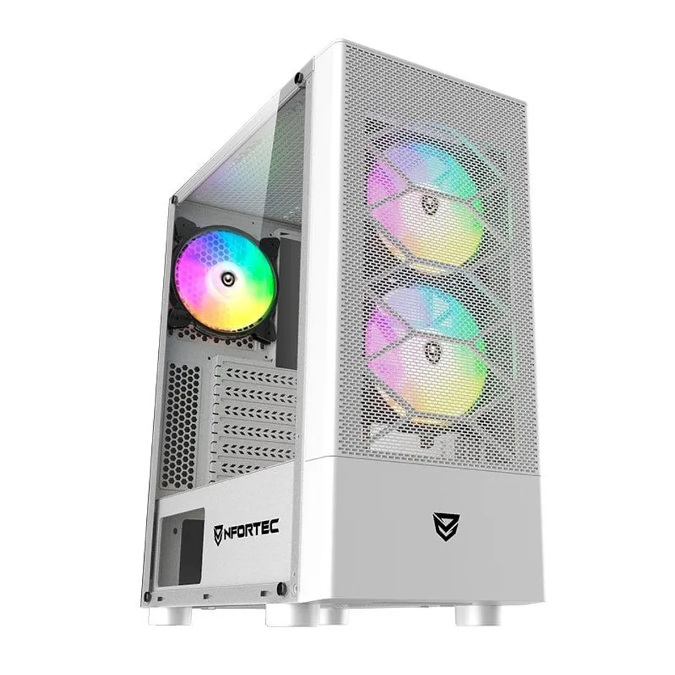 Nfortec Caelum RGB Torre ATX Blanca Cristal Templado USB3.0