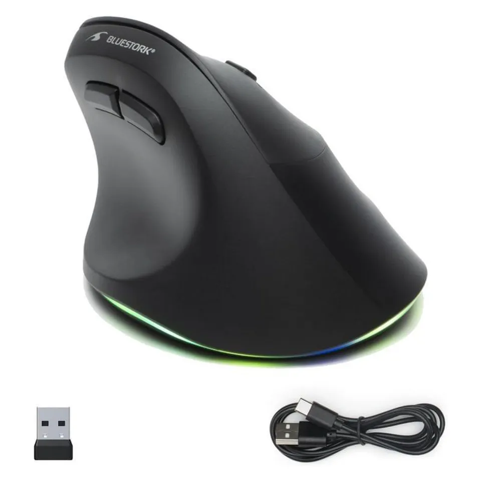 Bluestork Ergo Lumi Vertical Inalámbrico RGB 2400 DPI Negro
