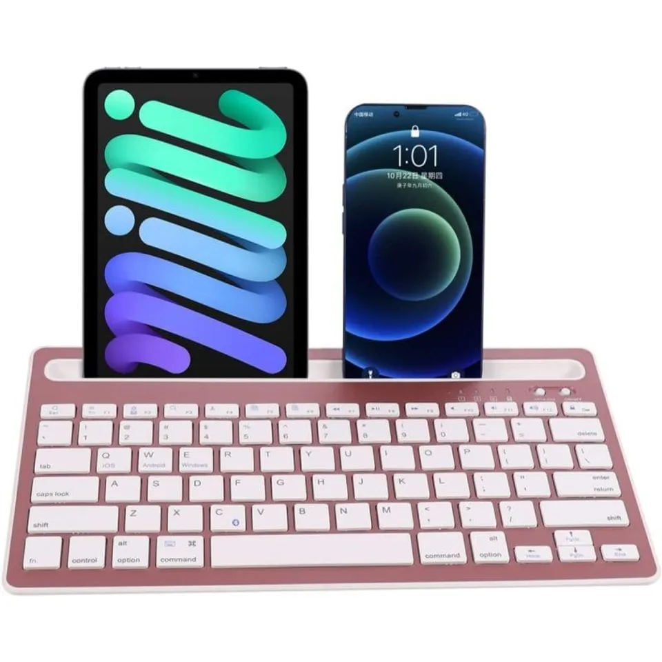 Klack Teclado Bluetooth 2 Canales Recargable Español Ñ Rosa