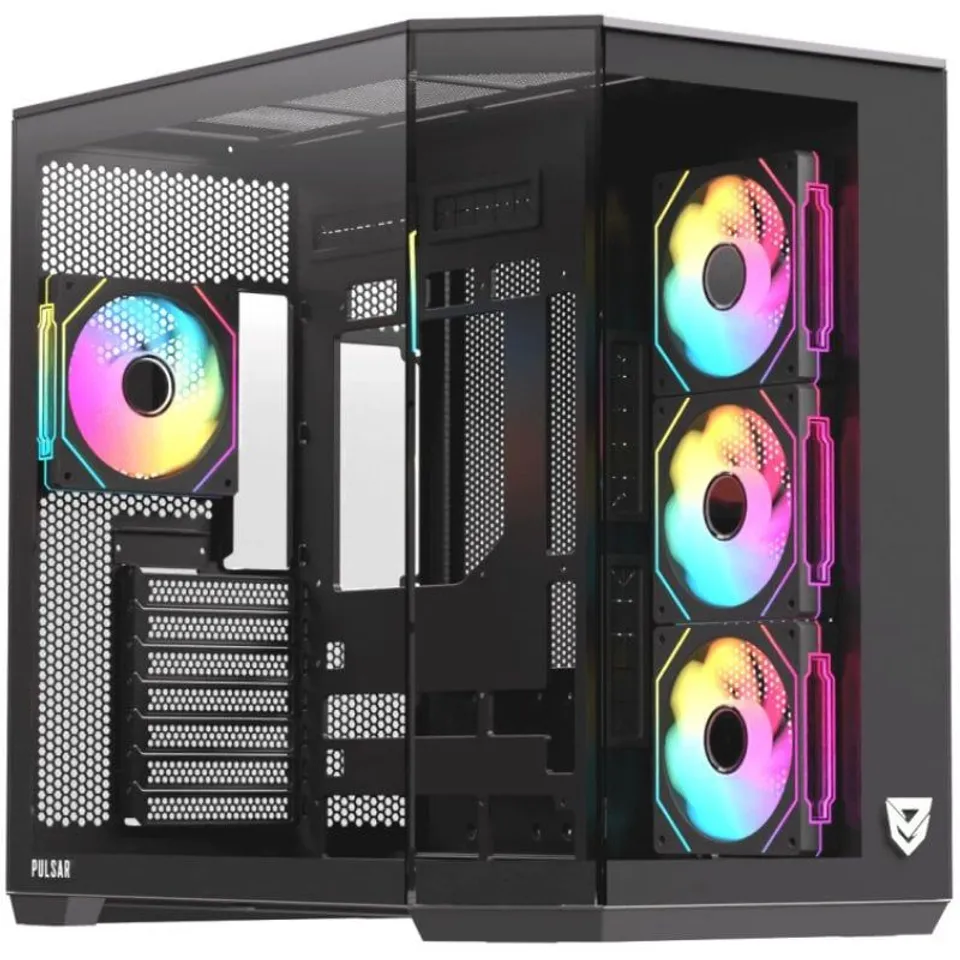 Nfortec Pulsar ARGB Semi Torre ATX  con Doble Cristal Templado 4 Ventiladores Backrouting Negra