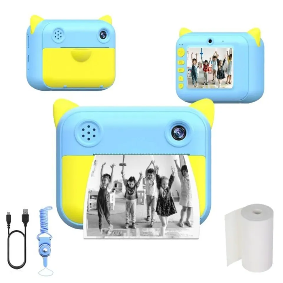 Klack Cámara Infantil Digital de Impresión Instantánea sin Tinta en Papel Térmico Azul