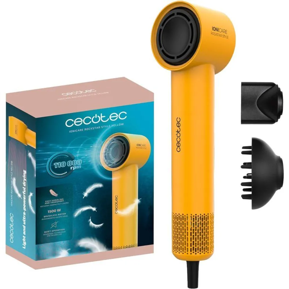 Cecotec Ionicare Rockstar Style Secador Pelo 1500W Amarillo