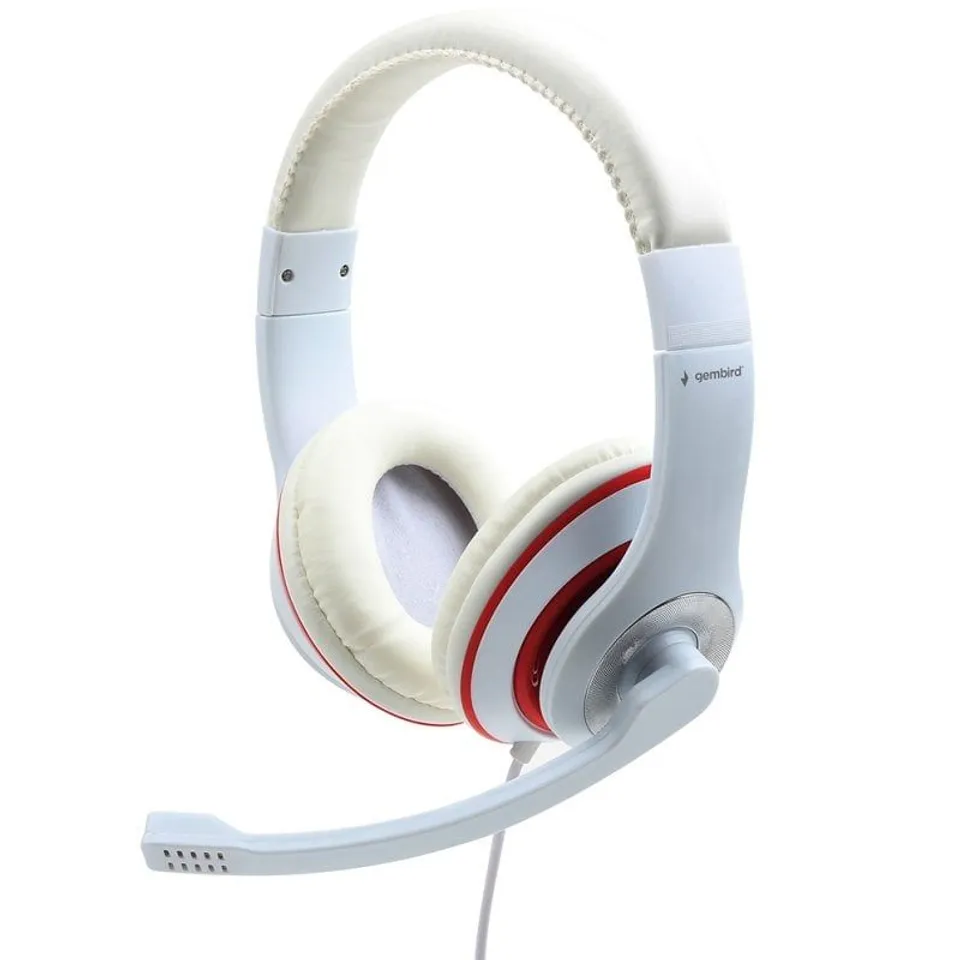 Gembird MHS-03-WTRD Auriculares Estéreo c/mic Blanco/Rojo