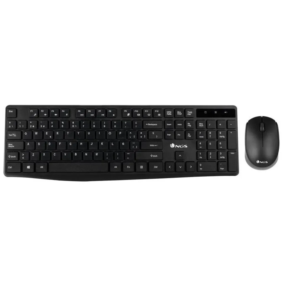 NGS Allure Teclado QWERTY Español + Ratón Inalámbrico Negro