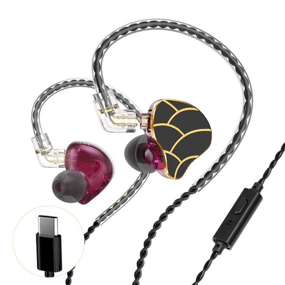 Kinsi H818 Auriculares Botón InEar Negros/Burdeos