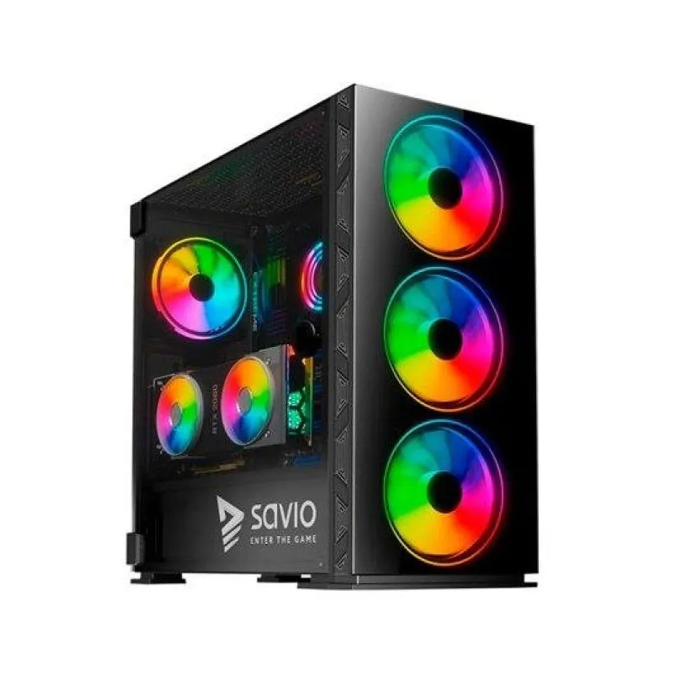 Savio Prime X1 ATX Torre ARGB 4 Ventiladores Vidrio Templado Negra