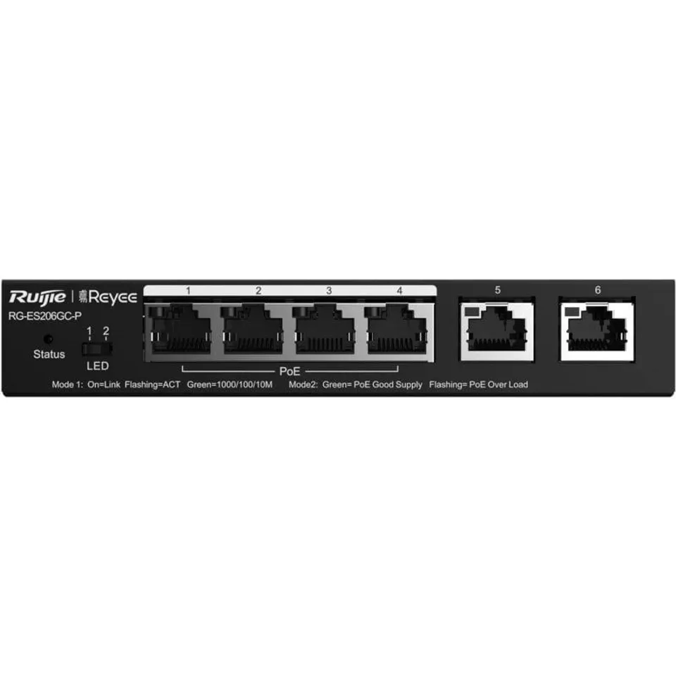 Ruijie Networks RG-ES206GC-P Switch 6 Puertos Gigabit Ethernet PoE